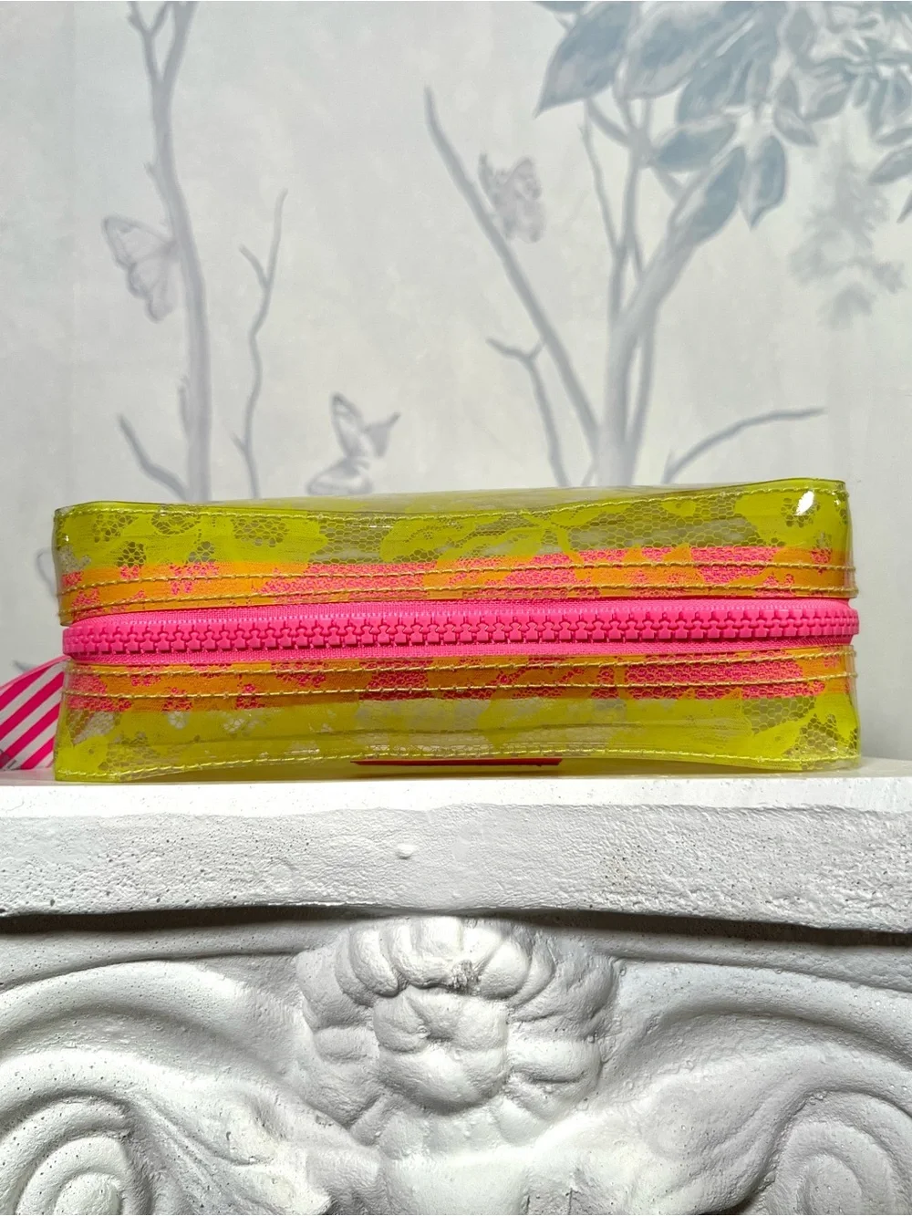 Victoria's Secret Neon Lace Clear Cosmetic Bag Set
